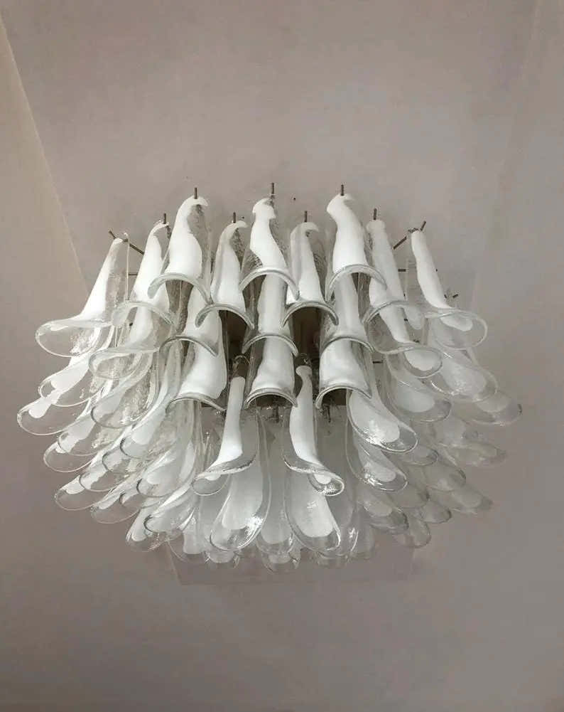 Murano Ceiling lamp – 64 petals – Transparent/White