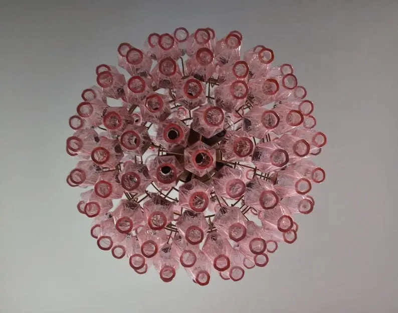 Murano Chandelier – Poliedri -140 glass – Pink