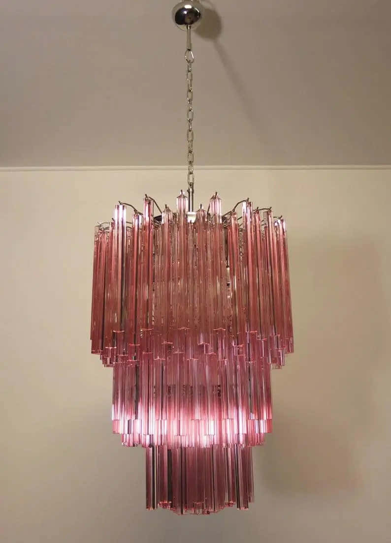 Murano Chandelier – 184 prisms – Pink