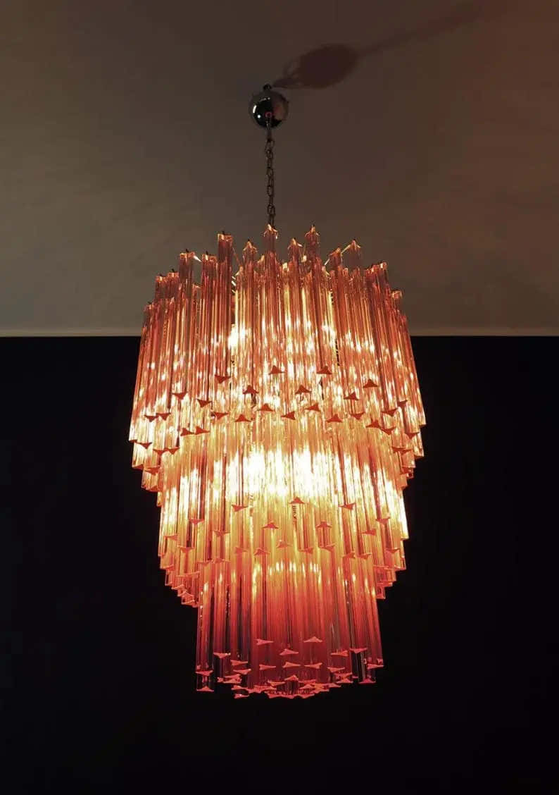 Murano Chandelier – 184 prisms – Pink