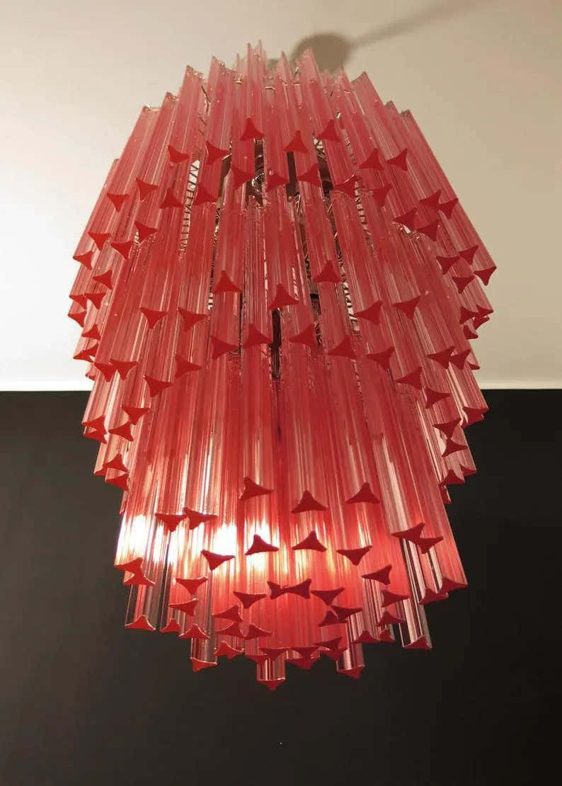 Murano Chandelier – Triedri – Pink – 242 prisms