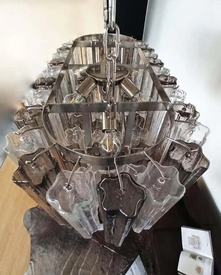 Murano Chandelier – 62 Tubes – Smoked/Transparent