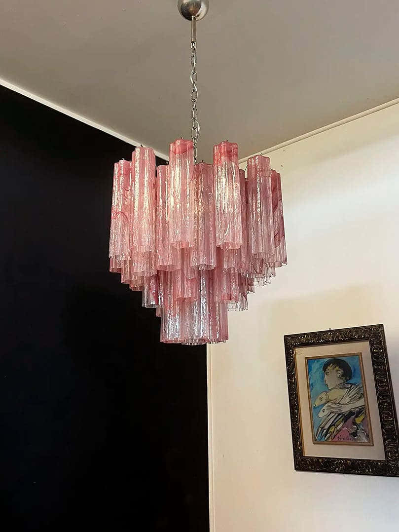 Murano Chandelier 22.8″ – 36 tubes – Alabaster Pink
