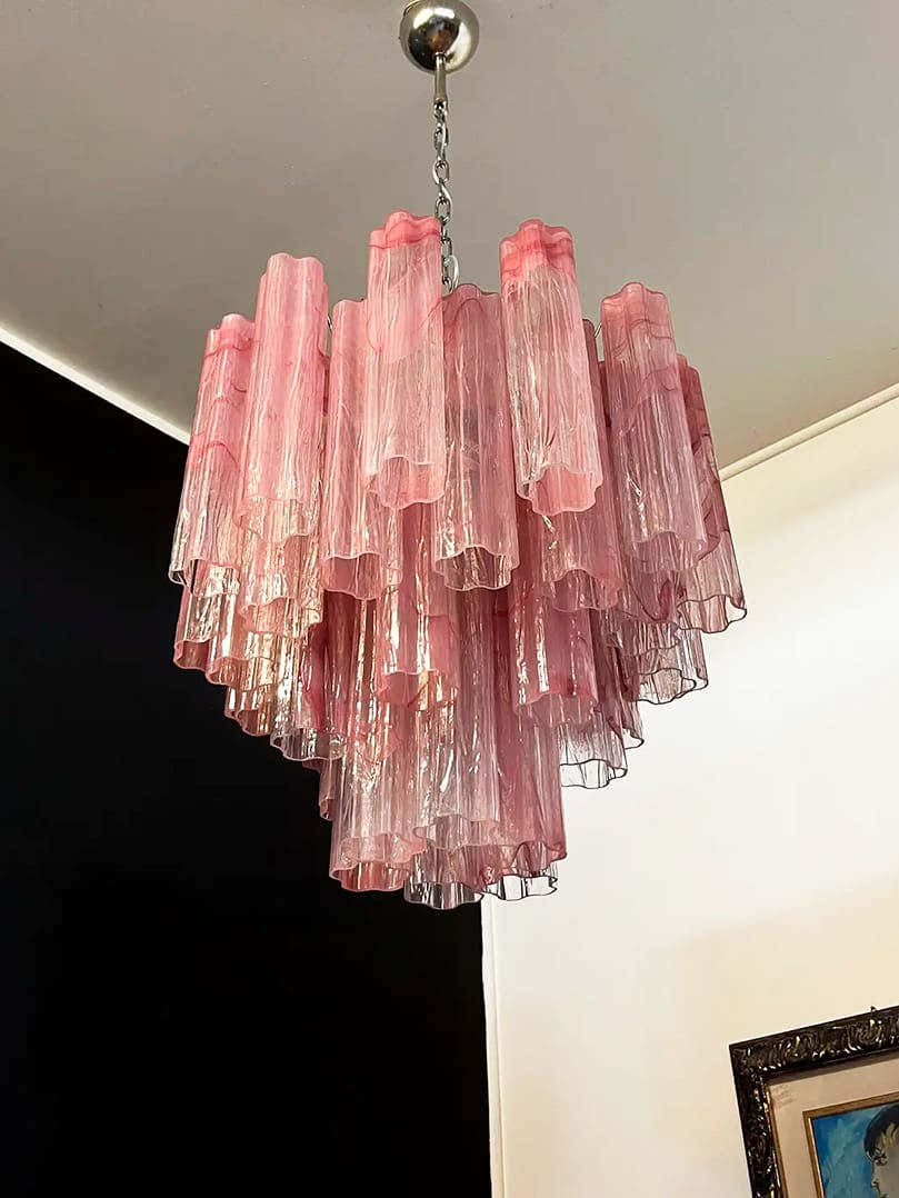Murano Chandelier 22.8″ – 36 tubes – Alabaster Pink