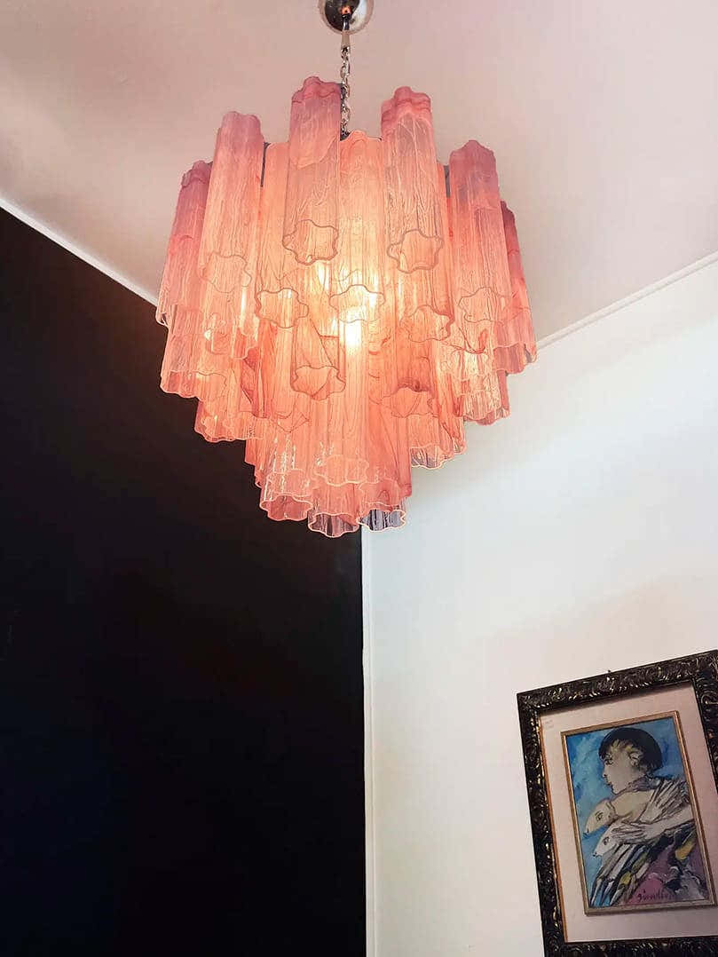 Murano Chandelier 22.8″ – 36 tubes – Alabaster Pink