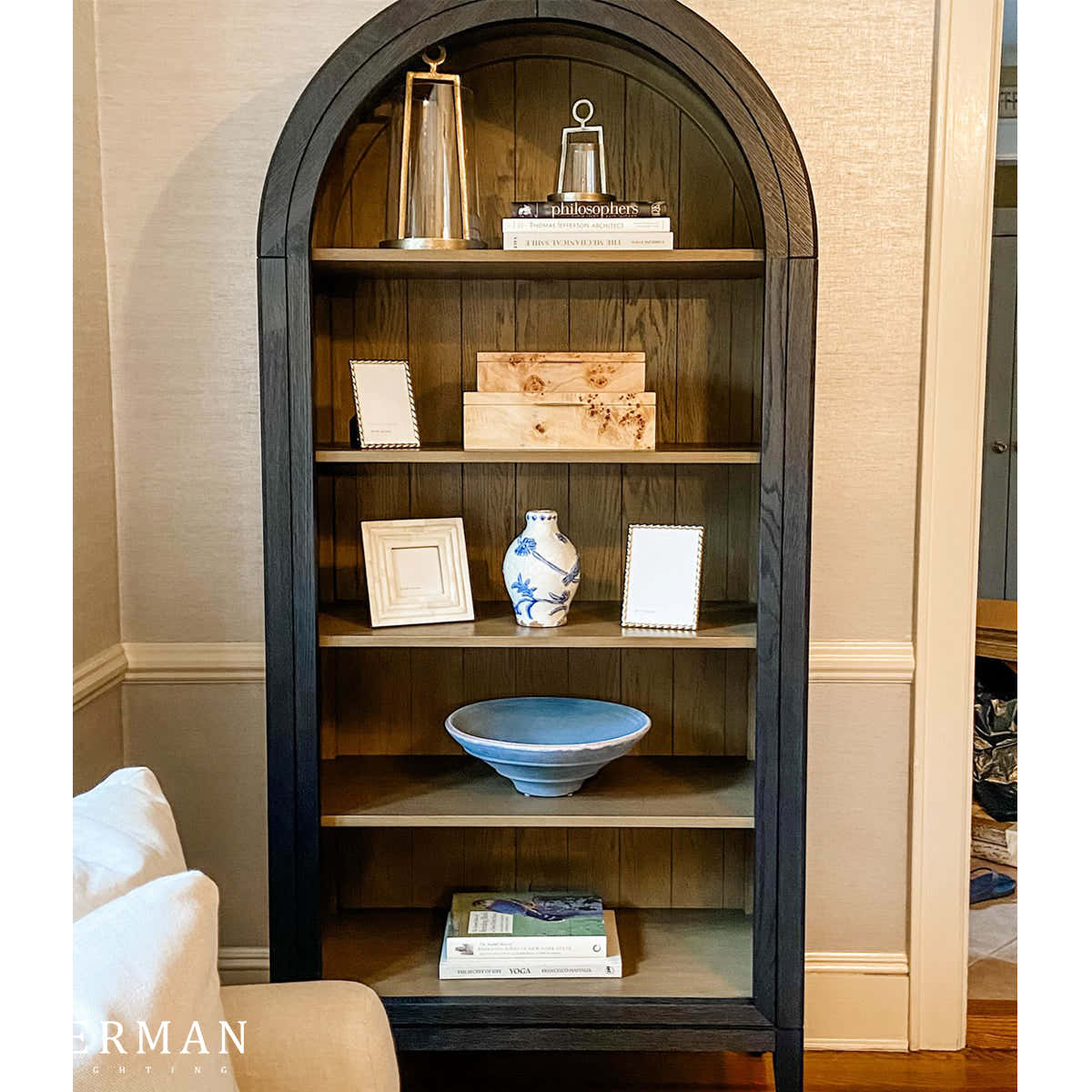 Hattie Open Bookcase in Oak 36"W 46"W