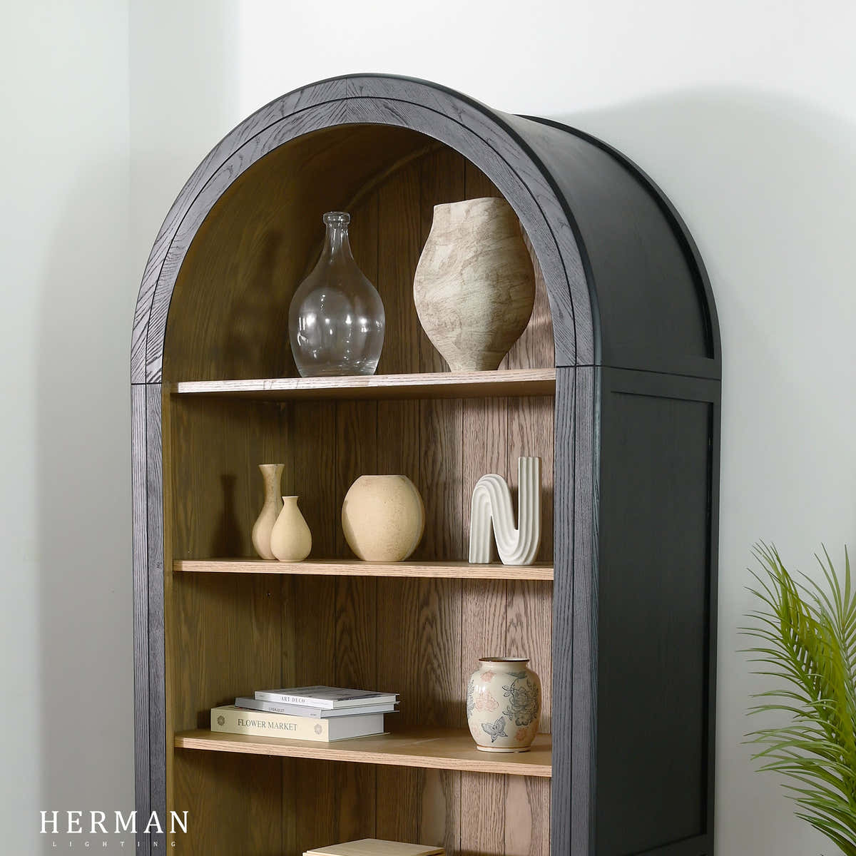 Hattie Open Bookcase in Oak 36"W 46"W