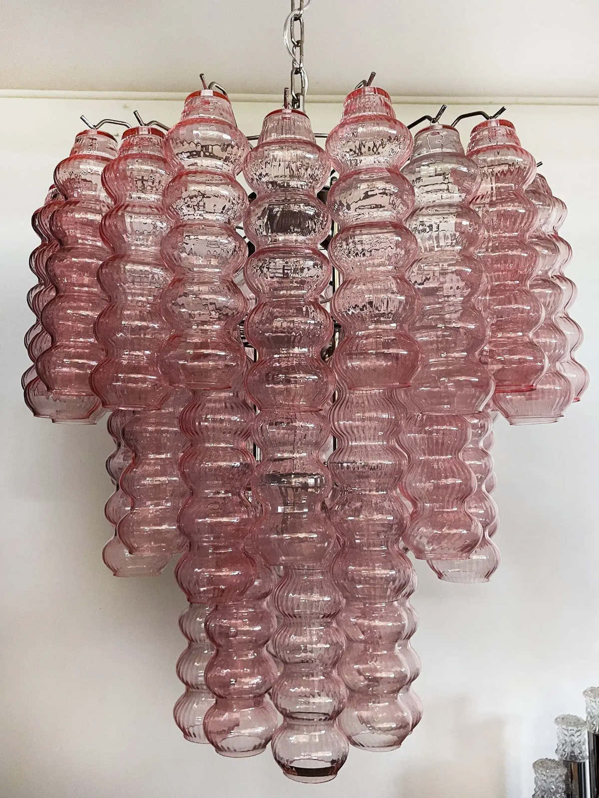 Murano Chandelier – Curva – Rosa – 48 tubes