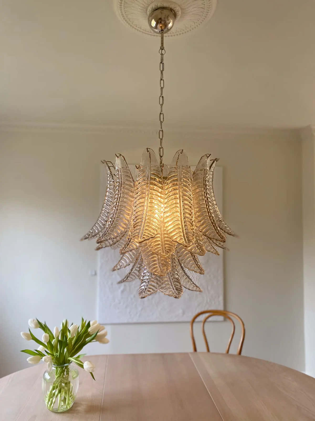 Murano Chandelier – 36 glass leaves – Smoked