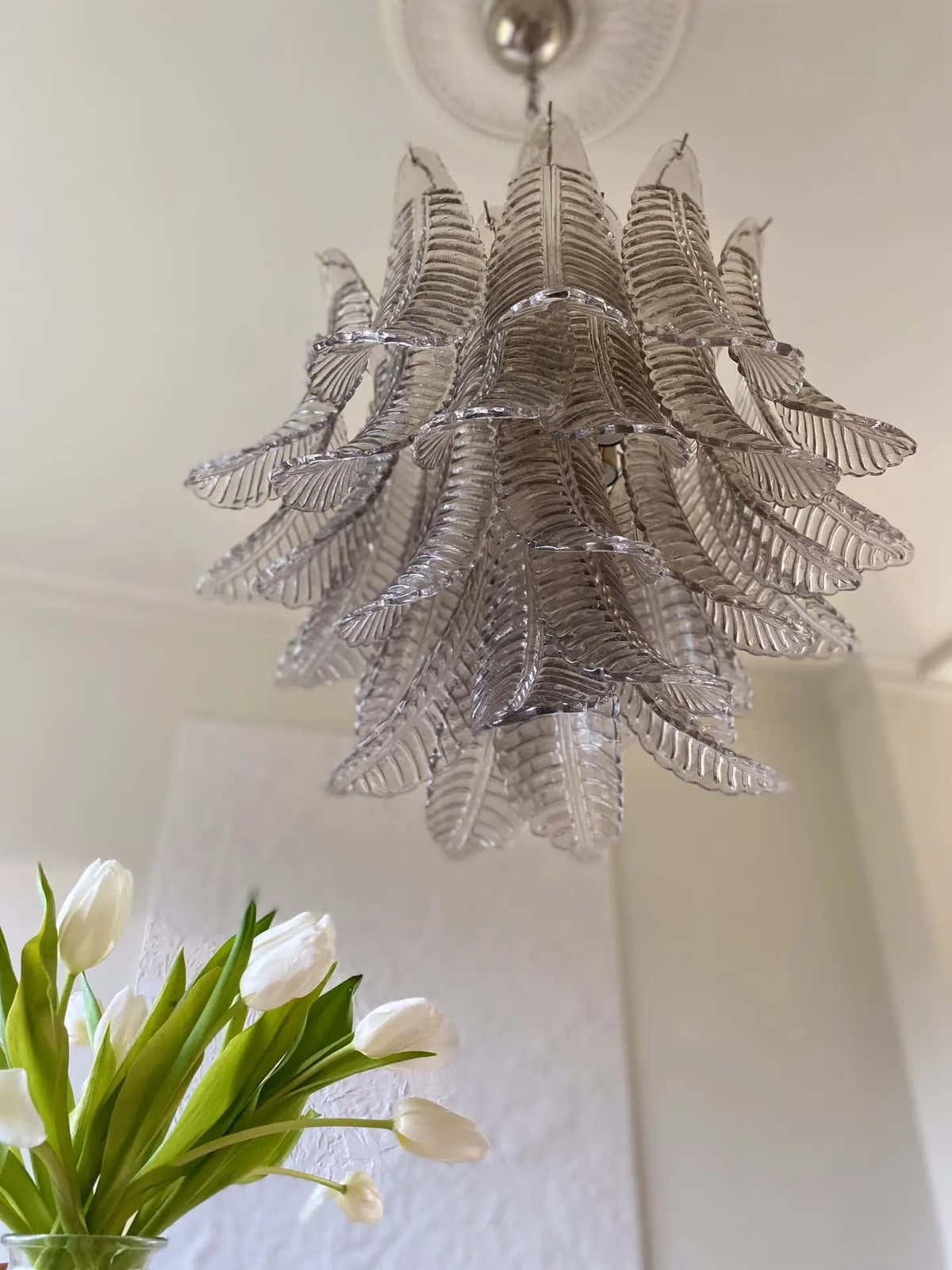 Murano Chandelier – 36 glass leaves – Smoked