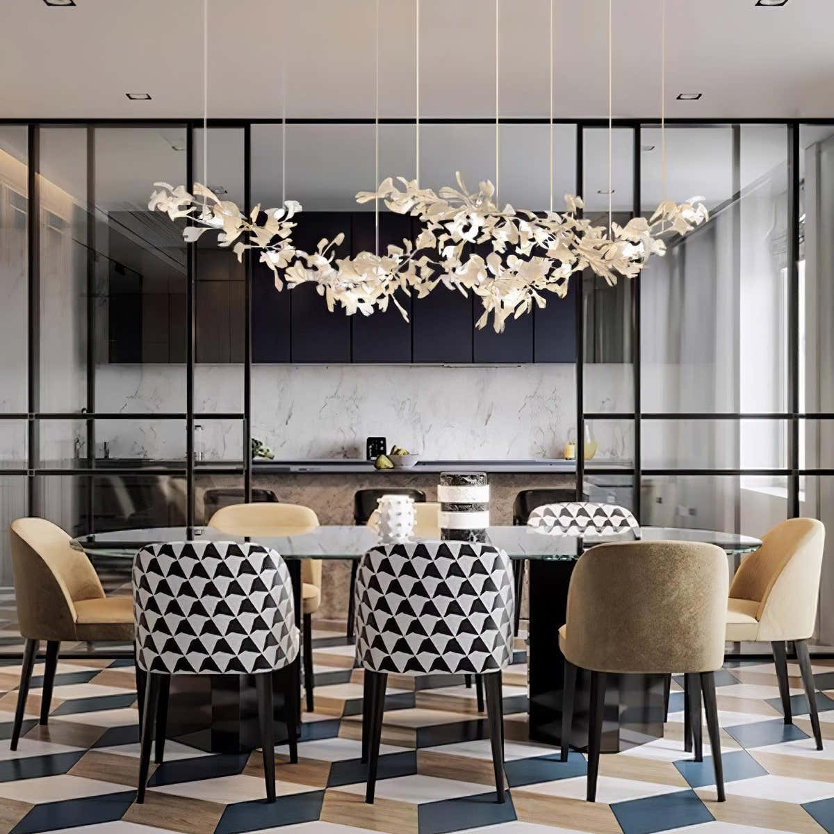 Double Layer Combination Gingko Chandelier
