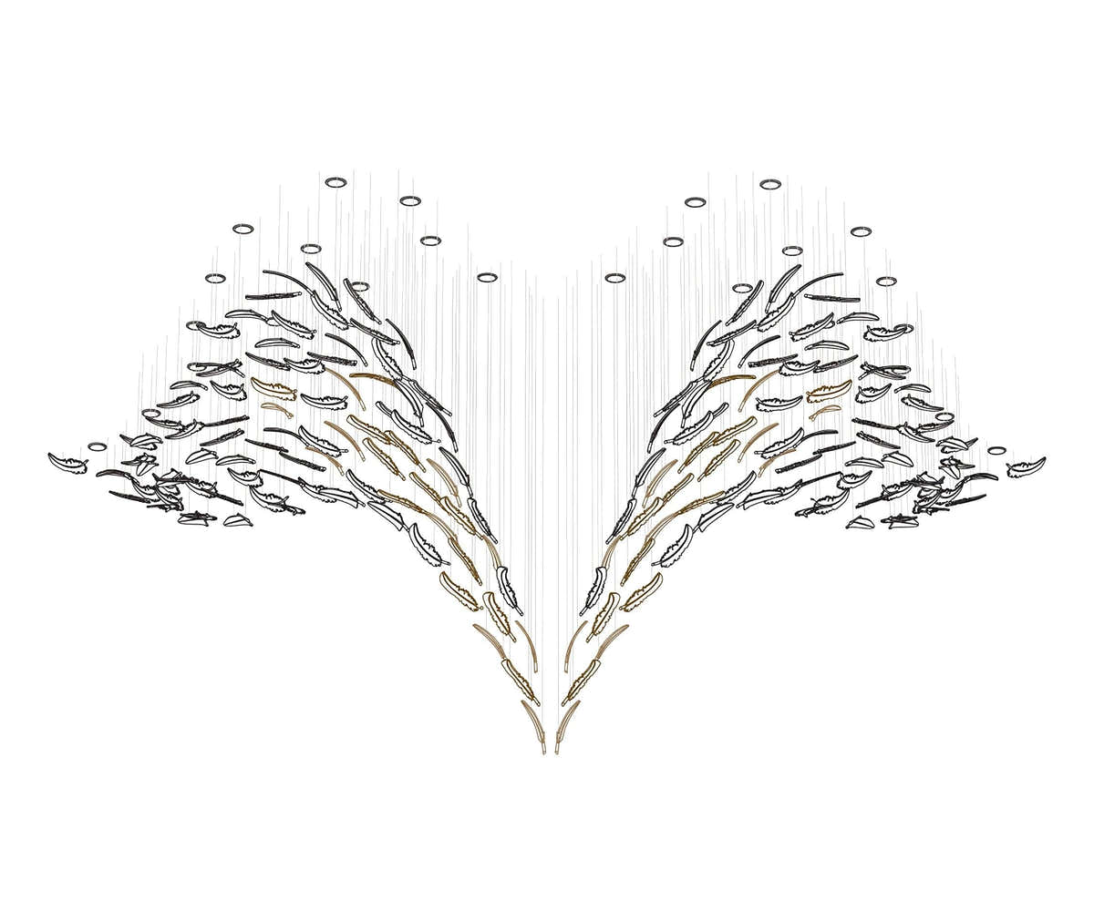 Glass Feathers Flying Chandelier