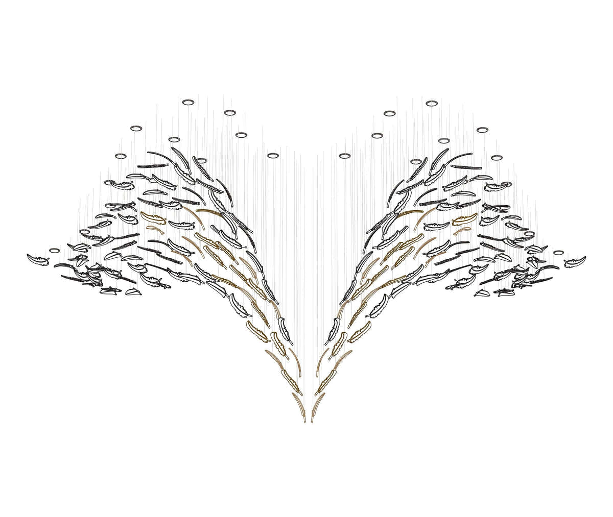 Glass Feathers Flying Chandelier
