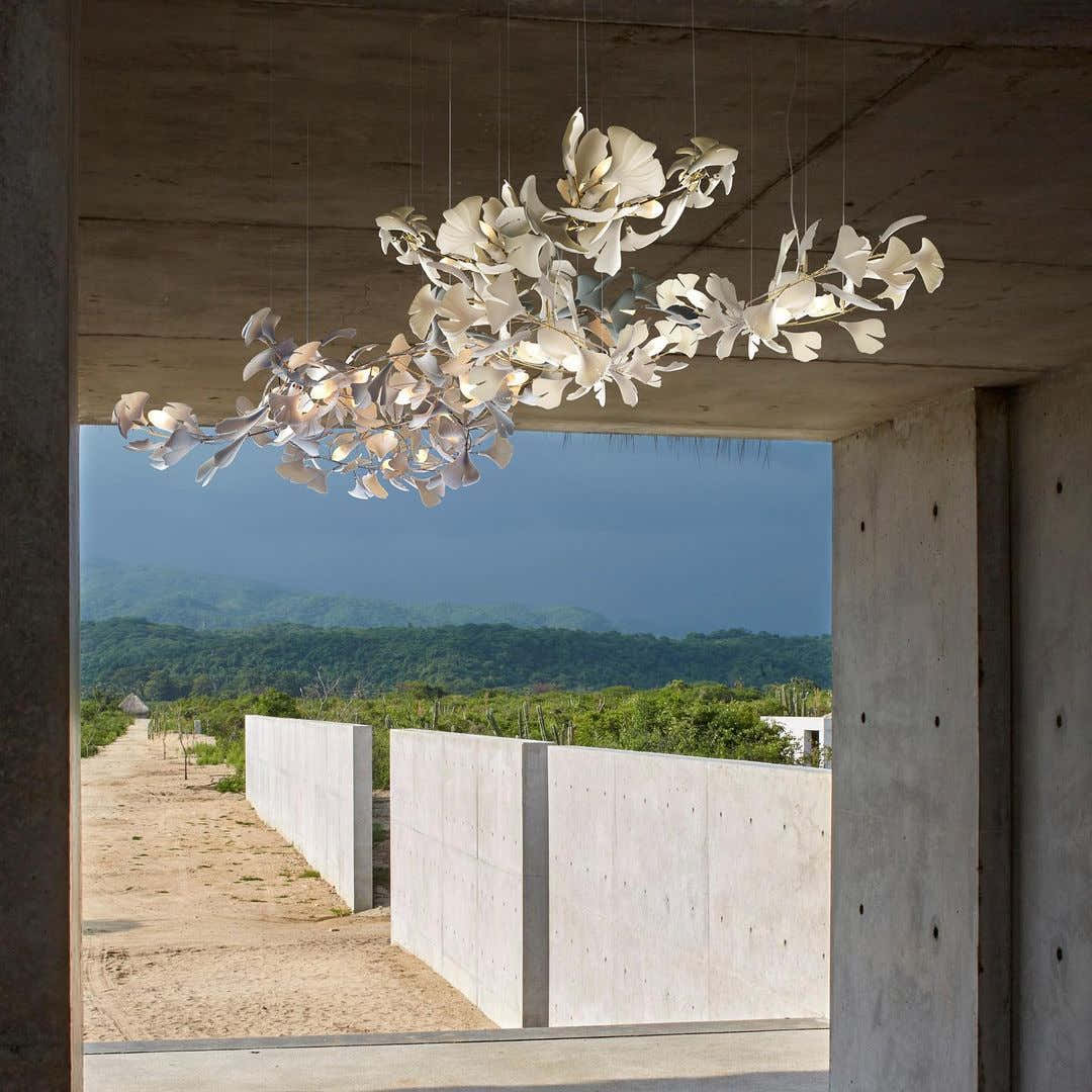 Gold White Leaves Combination Gingko Chandeliers