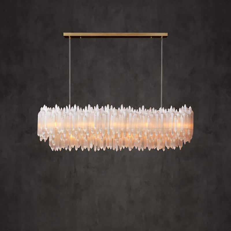 Art Selenite Layer Rectangular Chandelier 54" 72"