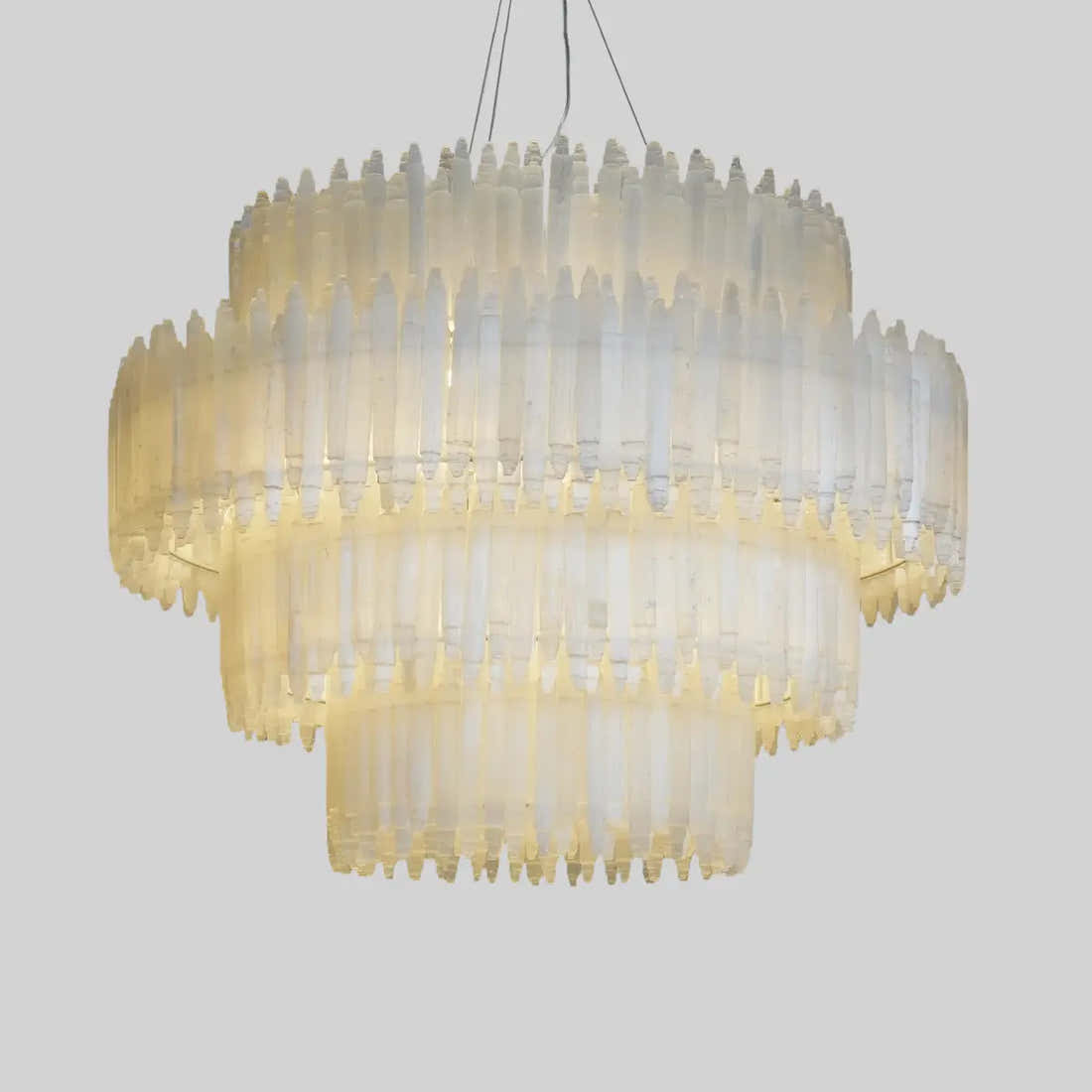 Art Selenite Layer Round Chandelier 32" 40"