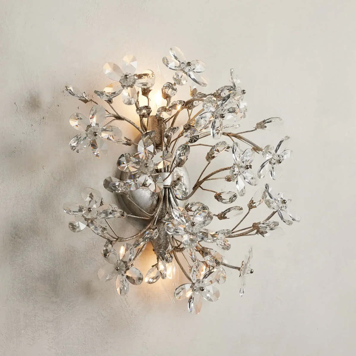 Fiore Crystal Flowers 2-Light Wall Sconce