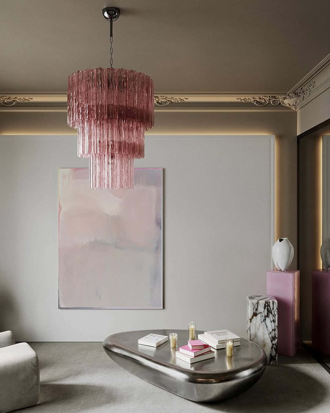 Murano Chandelier 23.6" – 52 tubes – Pink