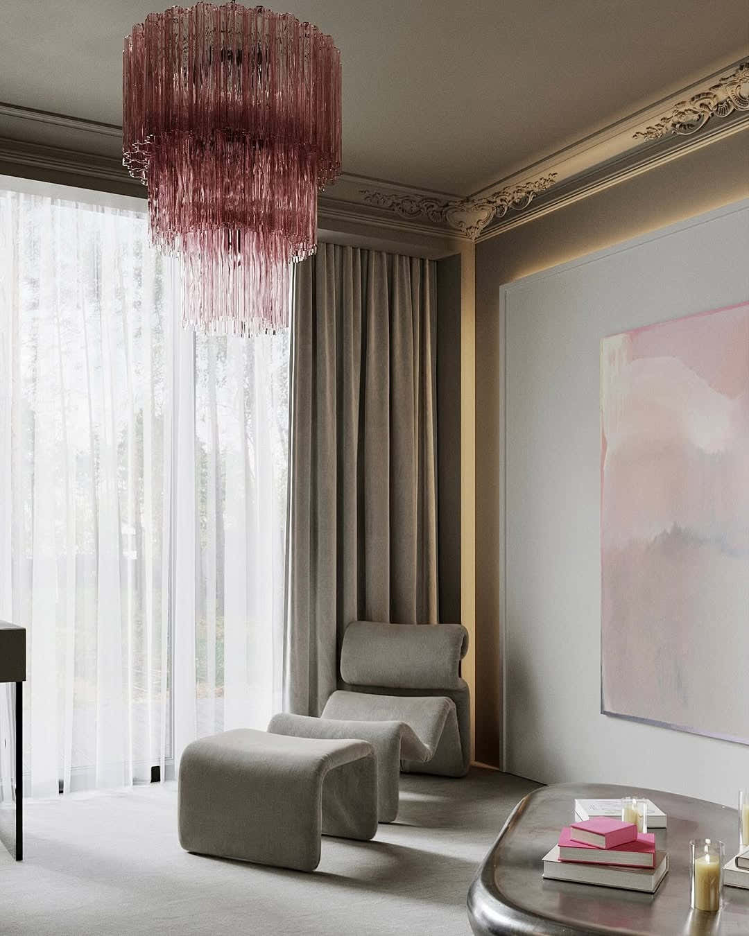 Murano Chandelier 23.6" – 52 tubes – Pink
