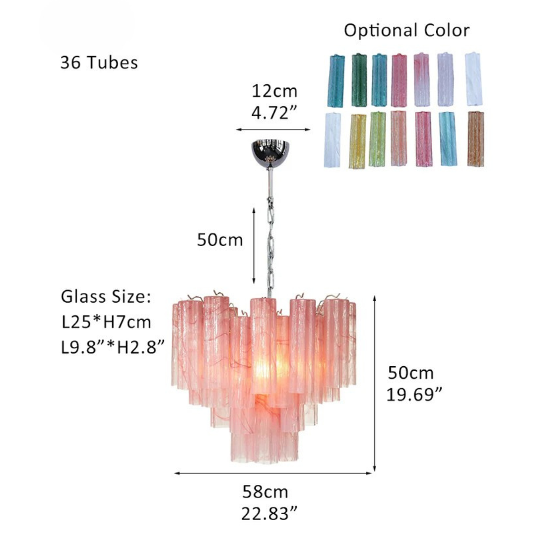 Murano Chandelier 22.8″ – 36 tubes – Alabaster Pink