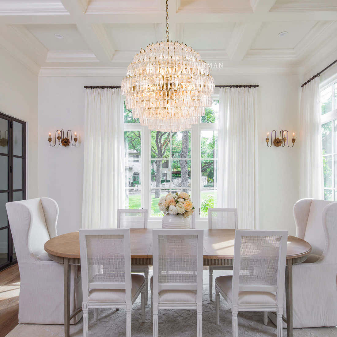 Clear Sorrento Murano Glass Chandelier 28"