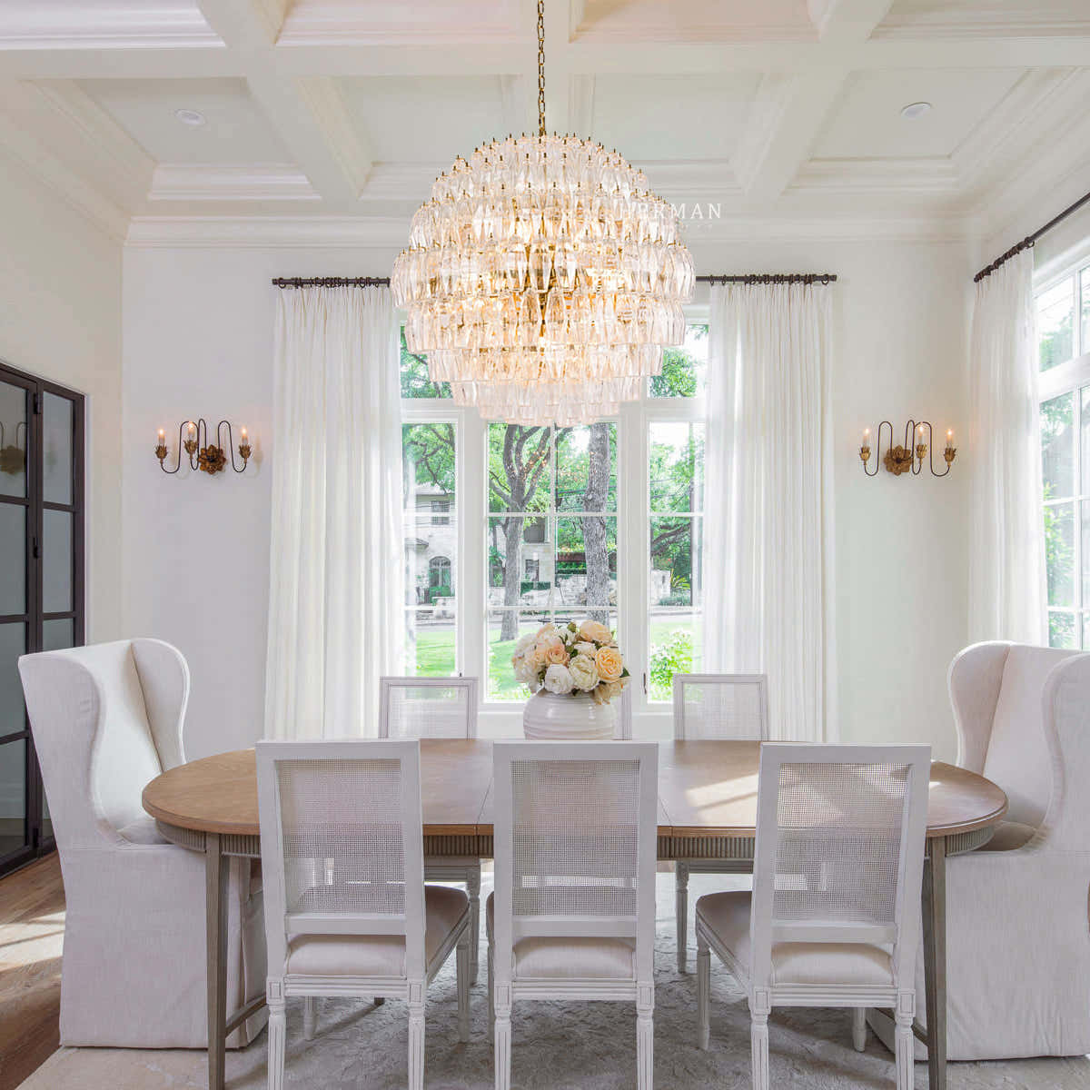 Clear Sorrento Murano Glass Chandelier 28"