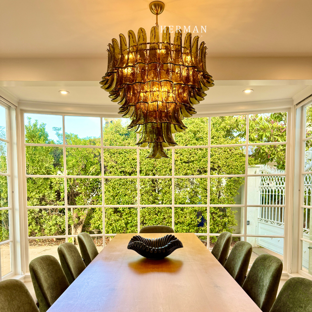 Green Petalo Murano Chandelier 30" 35"