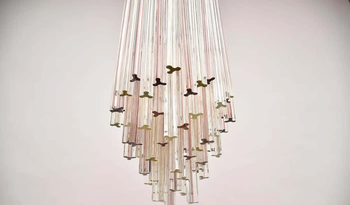 Rare large Venini Murano chandelier Trilobo