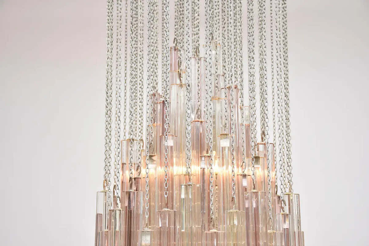 Rare large Venini Murano chandelier Trilobo