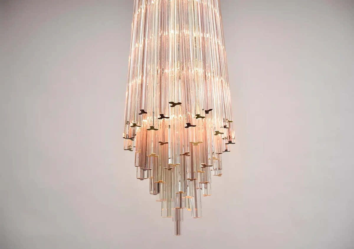 Rare large Venini Murano chandelier Trilobo