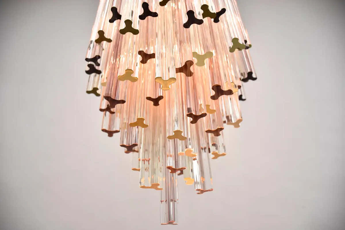 Rare large Venini Murano chandelier Trilobo