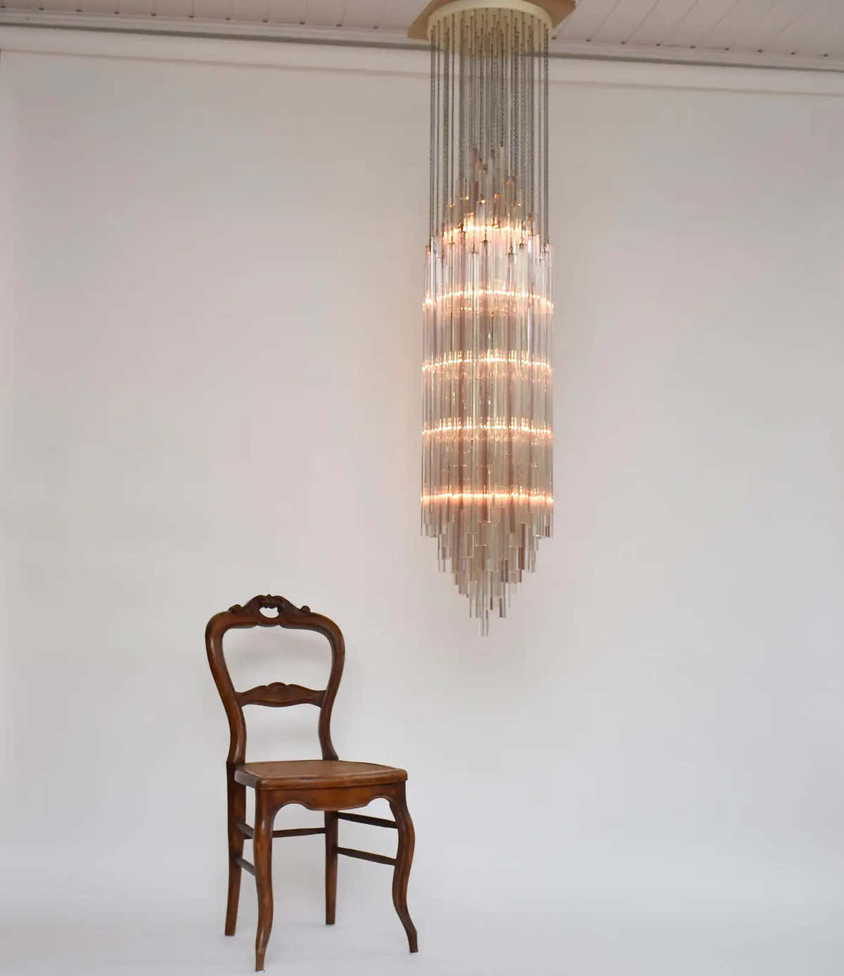 Rare large Venini Murano chandelier Trilobo