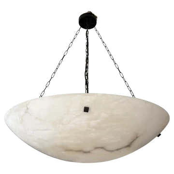 Enormous 36 Ø Flush Mount / Pendant with Stunning Full Moon-Like Alabaster Shade