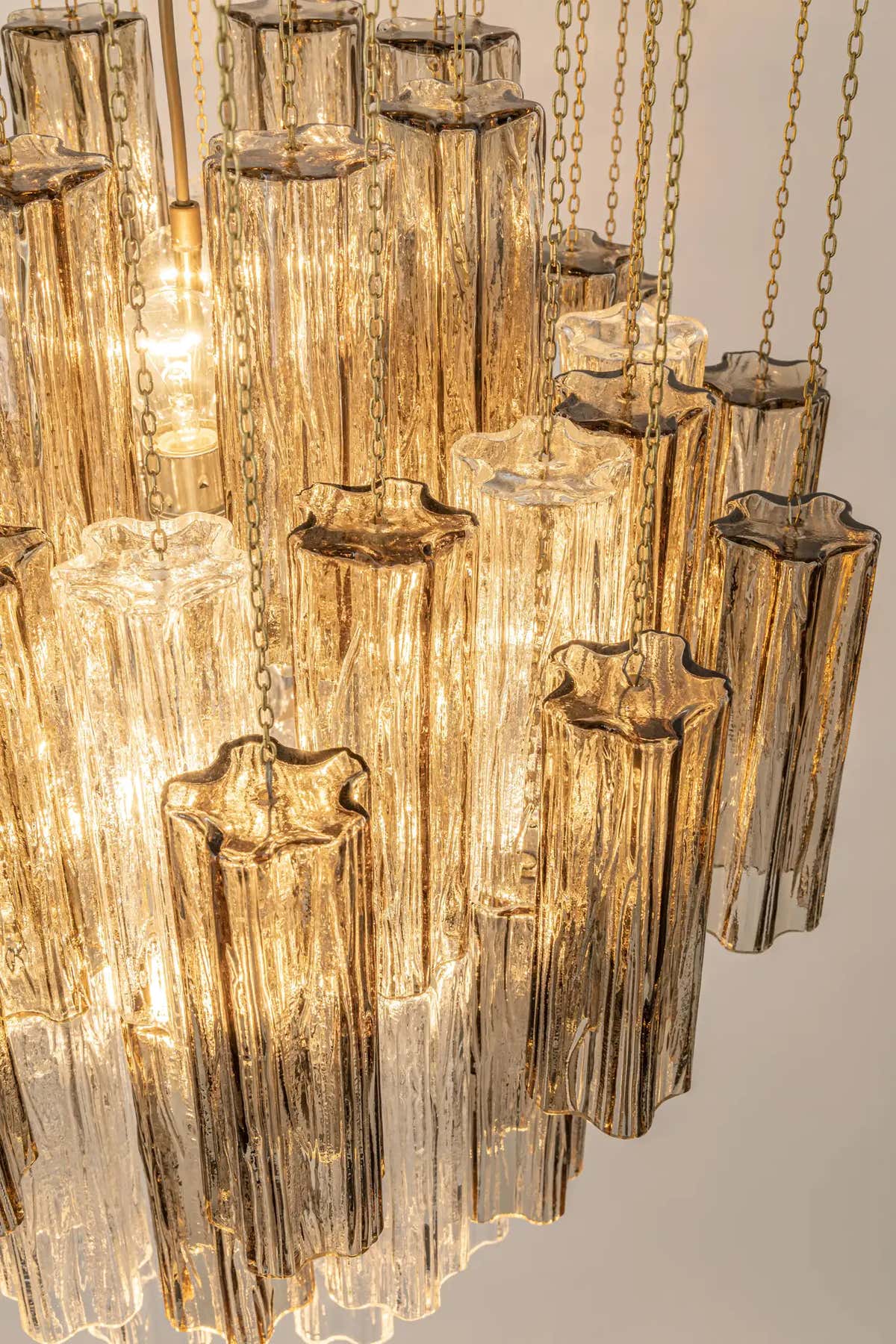 Large Tronchi Murano Glass Chandelier Design Venini for Kalmar, Austria, 1960s