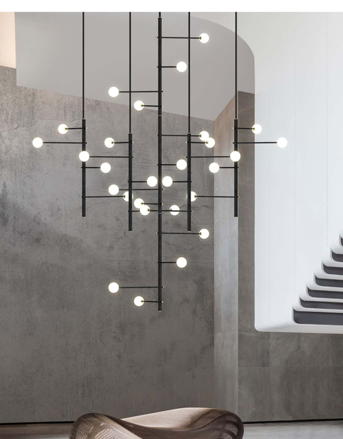 Modern Multi-Arm Opal Chandelier