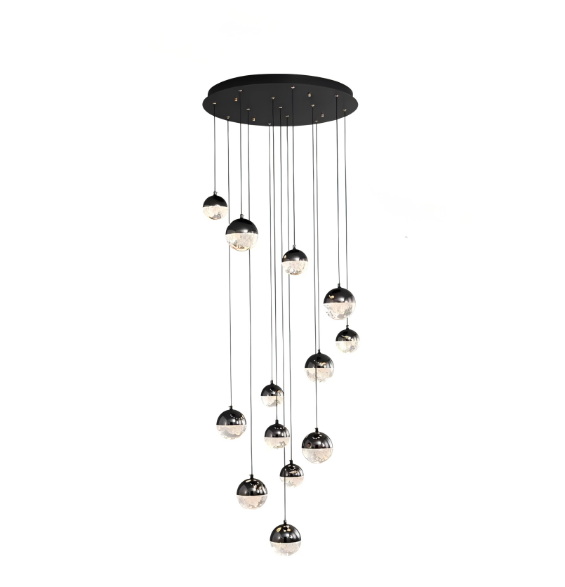 Luminous Crystalline-Acrylic Orbs Chandelier