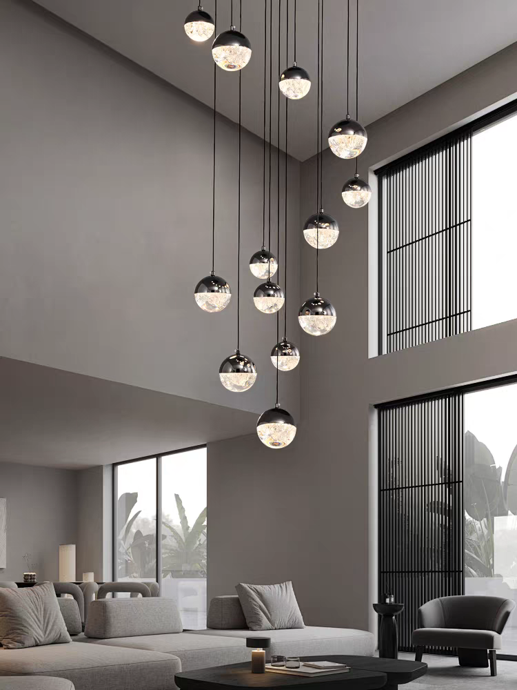 Luminous Crystalline-Acrylic Orbs Chandelier