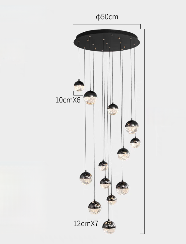 Luminous Crystalline-Acrylic Orbs Chandelier