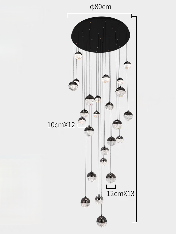 Luminous Crystalline-Acrylic Orbs Chandelier