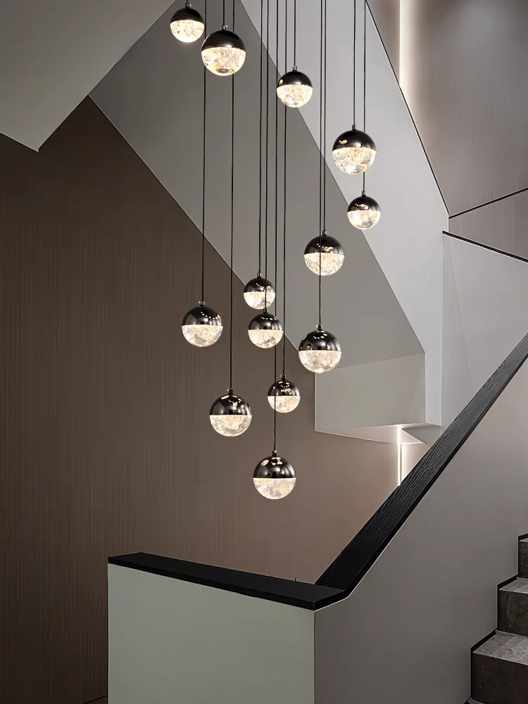 Luminous Crystalline-Acrylic Orbs Chandelier