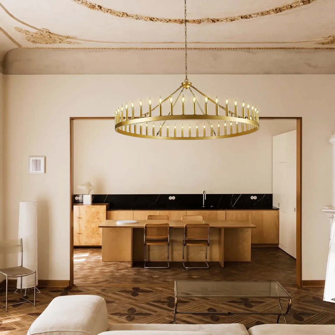 Vintage Filament Round Chandelier 64'' - Fast Delivery-1-Luxehomezone