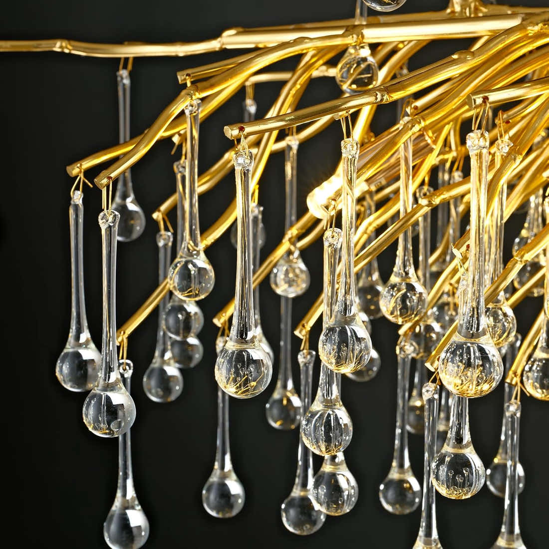 Gold Raindrop Crystal Chandelier,  Tree Branch Chandelier for Dining Room - Fast Delivery-1-Luxehomezone