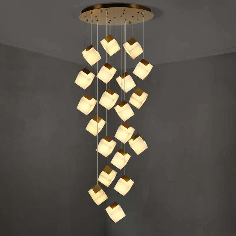Emerson Alabaster-Box Round Chandelier 20" 24"