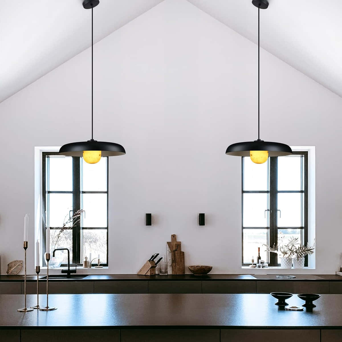 Alabaster Industrial Pendant Lights Kitchen Island - Fast Delivery-1-Luxehomezone