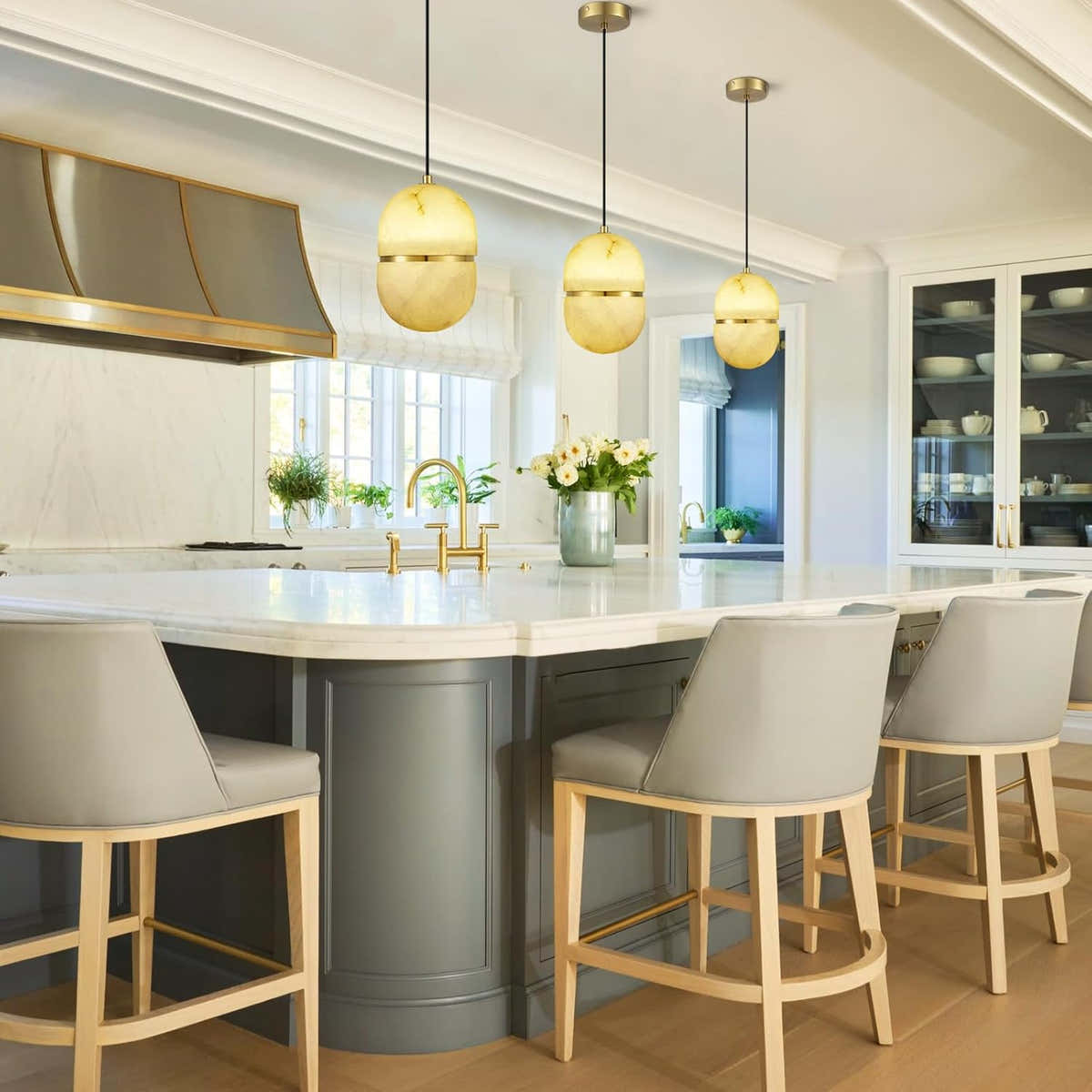 Alabaster Pendant Lights Kitchen Island - Fast Delivery-1-Luxehomezone
