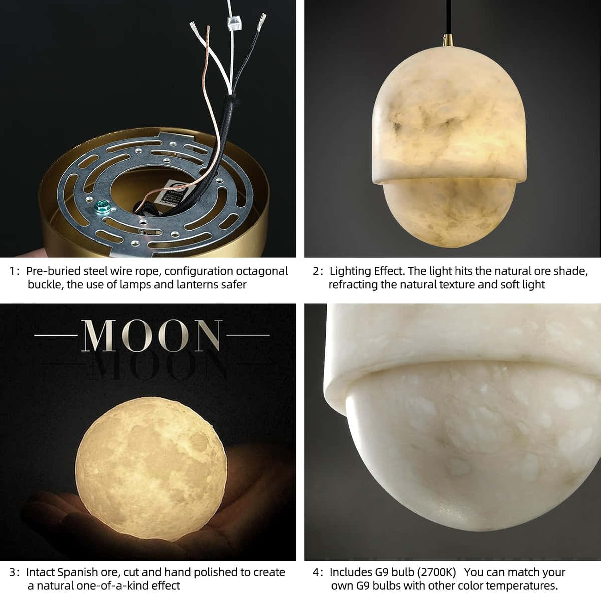 Alabaster Pendant Lights Kitchen Island - Fast Delivery-1-Luxehomezone