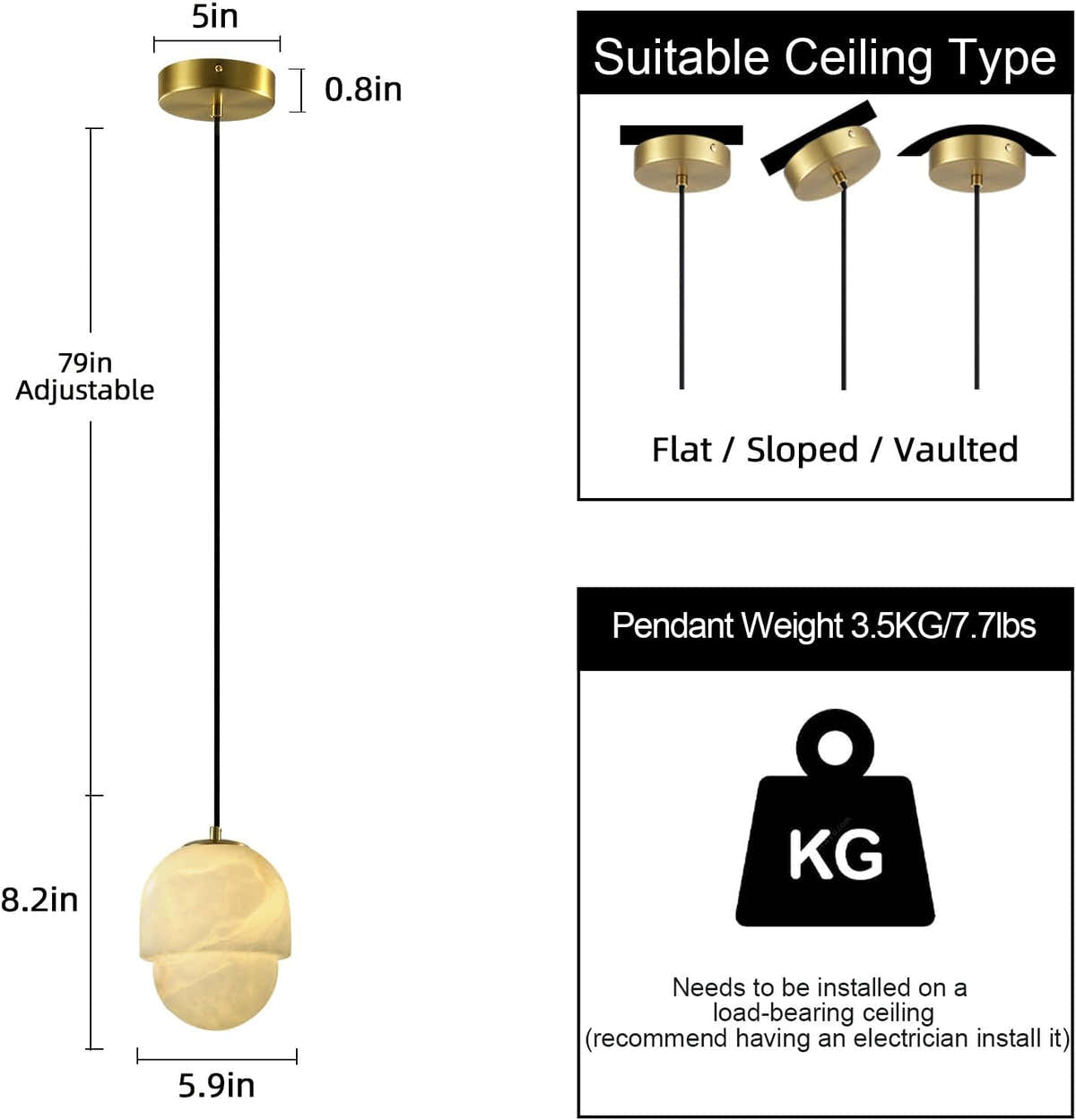Alabaster Pendant Lights Kitchen Island - Fast Delivery-1-Luxehomezone