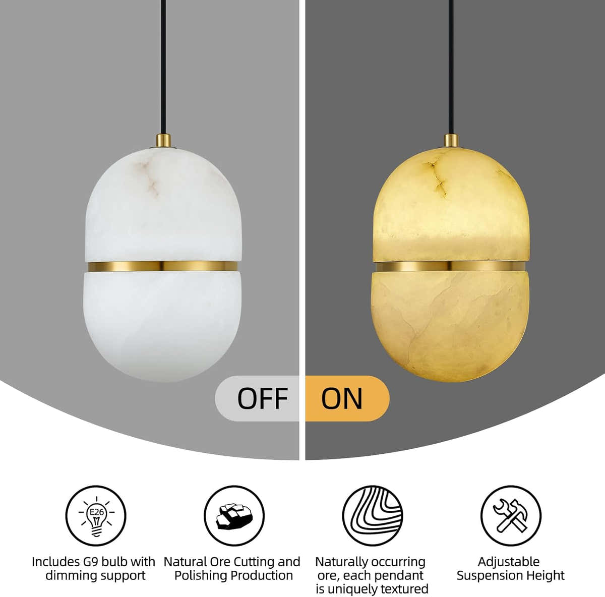 Alabaster Pendant Lights Kitchen Island - Fast Delivery-1-Luxehomezone