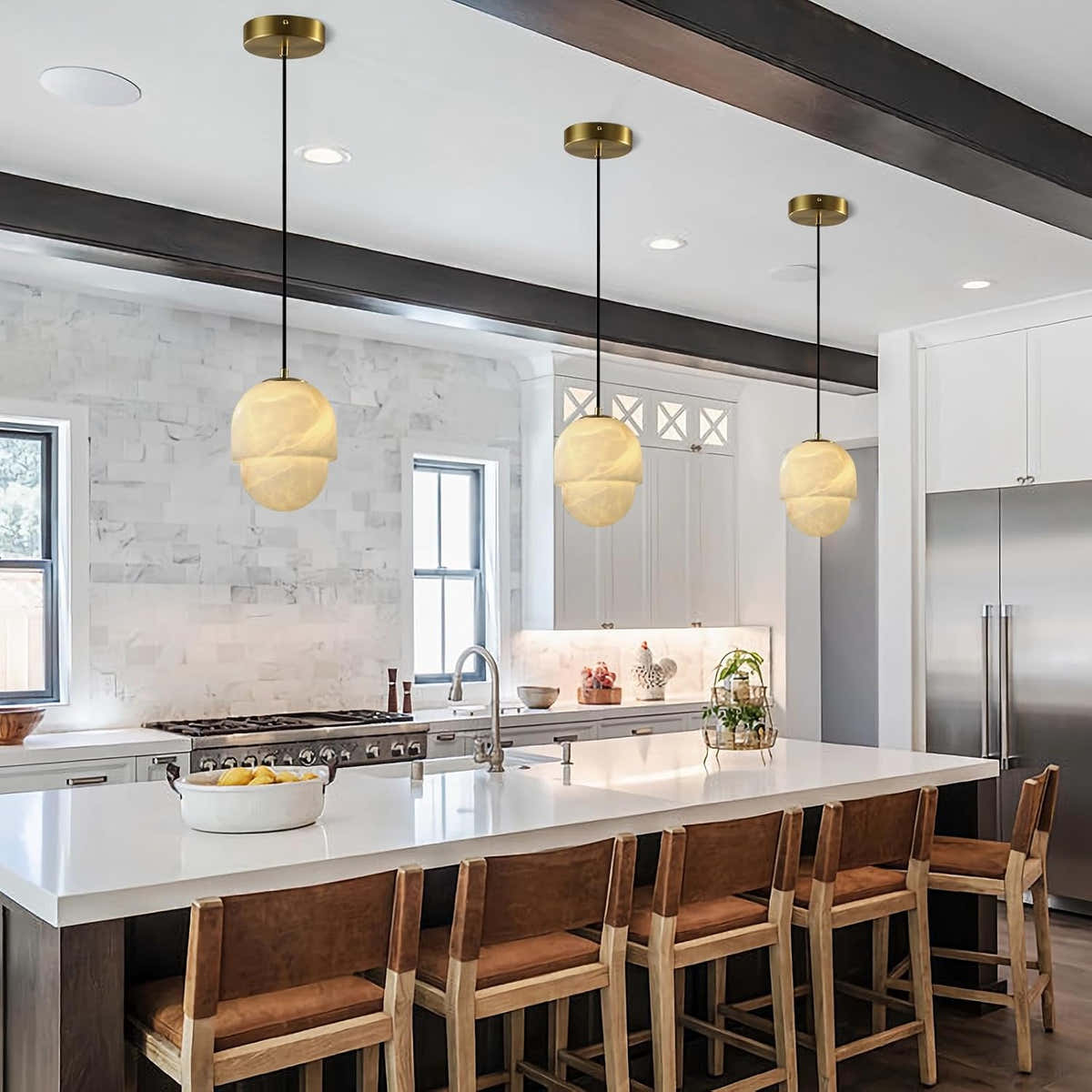Alabaster Pendant Lights Kitchen Island - Fast Delivery-1-Luxehomezone