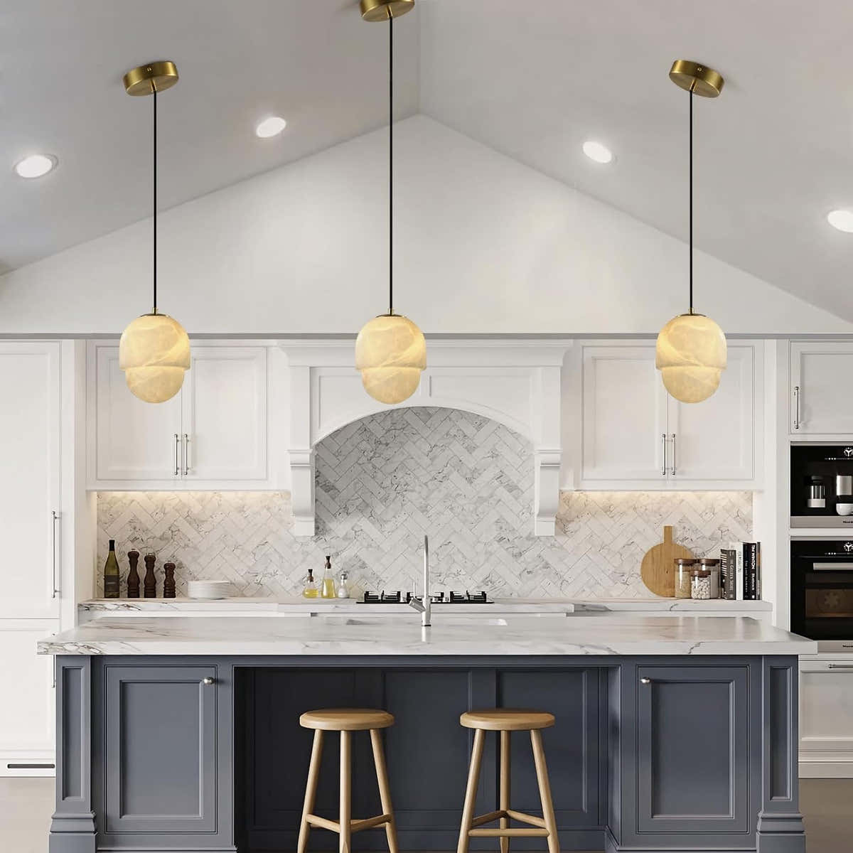 Alabaster Pendant Lights Kitchen Island - Fast Delivery-1-Luxehomezone